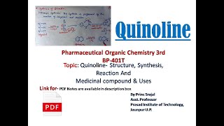 Quinoline Structure Synthesis Reaction amp Medicinal compound  Explained step by step [upl. by Rehtse752]