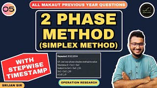 05  Two Phase Method  Simplex Method  MAKAUT PYQ  Optimization Techniques [upl. by Ymmak]