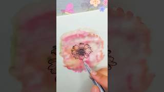 Easy Floral art 🎨 art creativeart floralart youtubeart europe watercolorart viralart [upl. by Ttcos]