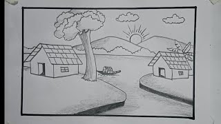 Easy nature scenery drawing for kids  kids drawing [upl. by Notlil91]