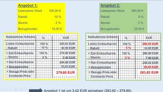 Bezugskalkulation Angebotsvergleich [upl. by Orodoet]