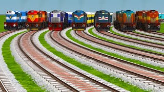 7️⃣ FASTEST TRAINS CROSSING BY BUMPY FORKED RAILROAD TRACKS  Indian Train Crossing  ts2022 games [upl. by Leahpar]