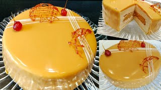 حلوى راااااااقية وباقل تكلفة بموس الكراميل وحشوة المشمش بمذاااق خطيير entremet caramel insert [upl. by Syd]