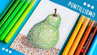 🍐 𝗗𝗶𝗯𝘂𝗷𝗼 fácil con 𝗣𝗨𝗡𝗧𝗢𝗦 🟢 Como 𝗱𝗶𝗯𝘂𝗷𝗮𝗿 una 𝗣𝗘𝗥𝗔 con puntos 🟢 Dibujos fáciles en puntillismo [upl. by Chee]