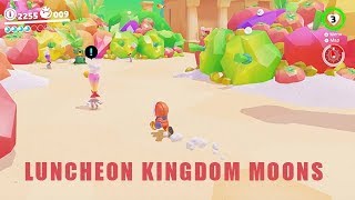 LUNCHEON KINGDOM MOONS Super Mario Odyssey walkthrough  19 Luncheon Kingdom Power Moons [upl. by Ahsinad]