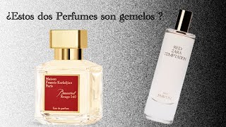 perfumes gemelos ZARA RED TEMPTATION amp BACCARAT ROUGE 540 como dos gotas de agua reseña Español [upl. by Rehpotsirh461]