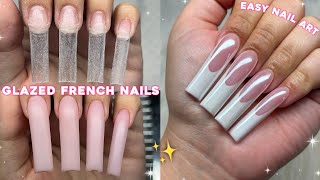 GLAZED FRENCH POLYGEL NAILS✨ BEGINNER FRIENDLY POLYGEL APPLICATION amp EASY NAIL ART  Nail Tutorial [upl. by Undine971]