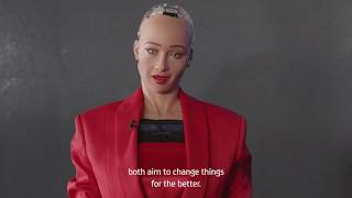 Sophia The Robot noul client UniCreditBank [upl. by Ieppet55]