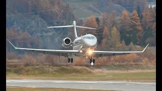 Challenger 350 landing in Samedan [upl. by Wenoa]