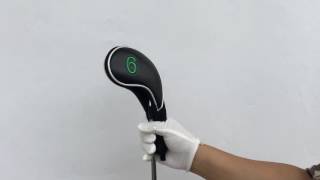 How to put on and take off sleeve clip golf iron head cover [upl. by Ralston98]