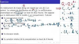 Exercices Demivie clairance AUC Élimination des médicaments [upl. by Camden364]