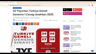 20242025 3D Yayınları Türkiye Geneli Deneme 1 Cevap Anahtarı Ne Zaman Deneme Nasıldı [upl. by Yonit]