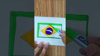 Football Nation  Brazil How to draw Brazilian national flag art drawing satisfying [upl. by Ericka]