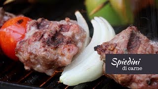 3 IDEE PER SPIEDINI DI CARNE  ALLA BIRRA CON PESCHE  PEPERONI E CIPOLLA POLPETTE E POMODORINI [upl. by Yrelav87]