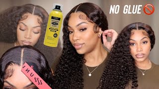 HD LACE WIG INSTALL USING EBIN LACE Spray 😍 No Glue MELT  5x5 HD 30quot Curly Closure Wig  UNice [upl. by Vanhook129]