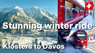 Stunning train ride through Swiss winter wonderland from Klosters to Davos  🇨🇭 Davos Switzerland [upl. by Melinda711]