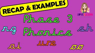 Phonics Phase 3 Phonics Recap plus EXAMPLES with Miss Ellis 💜 [upl. by Anedal]