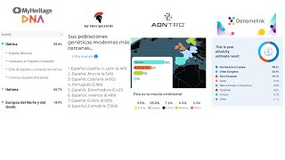 Comparando mi test de adn Myheritage con los resultados en mytrueancestry  adntro y genomelink [upl. by Aihtibat314]