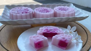 Dragon Fruit And Coconut Milk Agaragar Mooncake Without Jelly Powder [upl. by Alvinia]