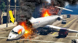 MOST POWERFUL Airplane Crash in the City  Emergency Landing in GTA 5 [upl. by Nywles830]