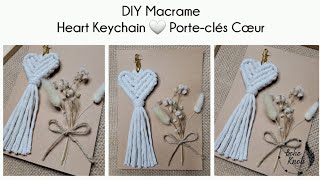 DIY Macrame Heart Keychain real time video ENFR Porteclés Cœur en macramé vidéo en temps réel 2 [upl. by Arrimat]