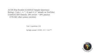 GAMSAT Biology Sample Questions Unit 1 Questions 1 to 6 Blue Booklet [upl. by Swenson]