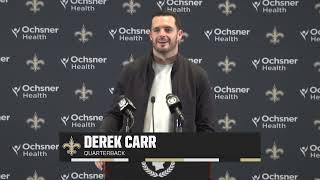 Derek Carr talks Win Alvin Kamara  SaintsFalcons Postgame  2024 NFL Week 10 [upl. by Pronty]