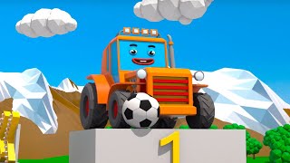 Netter Traktor der mit einem Ball auf einem Bauernhof spielt in Kinderfilm Deutsch  Cars Town [upl. by Jobyna903]