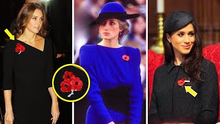 Why Catherine Princess Diana and Meghan Markle WEARS POPPY PINS in November [upl. by Euginom700]