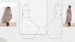 tesettür elbise kalıbı nasıl çıkartılır model 20 how to draw dress pattern [upl. by Glad]