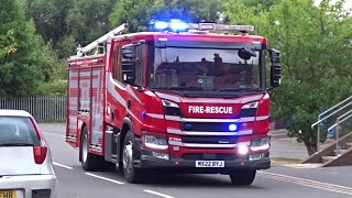 BRAND NEW Scania Fire Engine on blue light run in Shrewsbury  Shropshire Fire amp Rescue Service [upl. by Wonacott]