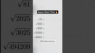 Square root trick Mathematics short trick  shorts [upl. by Namus]