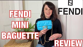 FENDI Mini Baguette Review What Fits and Mod Shots [upl. by Rosette]