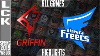 GRF vs AF Highlights ALL Games  LCK Spring 2019 Week 8 Day 3  Griffin vs Afreeca Freecs [upl. by Arua430]