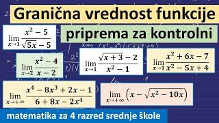 Granična vrednost funkcije priprema za kontrolni  matematika za 4 razred srednje škole [upl. by Queenie]