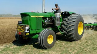 John Deere 5020 Repower 8V71 Detroit Diesel  360HP Tractor Plowing  Renner Stock Farms [upl. by Nestor]