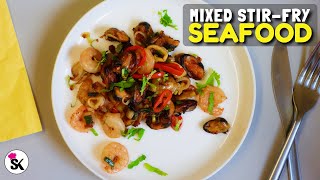 Mixed Seafood Stir fry Recipe  Shrimp  Squid  Mussels  Easy and Tasty 5 min Recipe [upl. by Haroppiz43]