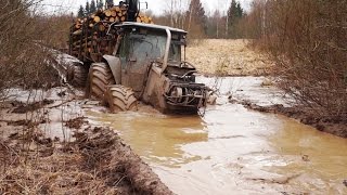 Valtra forestry tractor logging in wet conditions [upl. by Lamori]