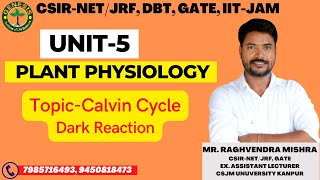 Calvin Cycle  C3 Cycle  Dark Reaction  L6  Unit5  Plant Physiology [upl. by Burtis334]