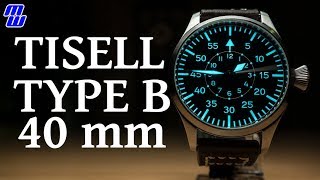 Tisell 40mm TypeB automatic pilot watch  Review Measurements Lume [upl. by Girardo624]