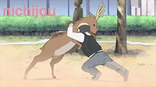 Principal vs Deer  Nichijou [upl. by Akkinahs]