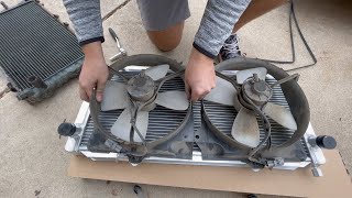 Installing a Mishimoto radiator in my MR2 [upl. by Nosille]