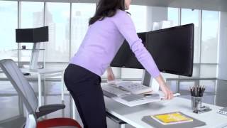 Humanscale QuickStand HeightAdjustable Monitor Workstation at HuntOfficeie [upl. by Keever]