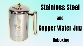 Stainless Steel and Copper Water Jug unboxing  best steel and copper water jug review [upl. by Senior]