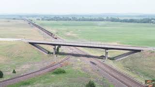 CHIMNEY ROCK VIEWS ALONG THE UNION PACIFIC TRAIN ACTION ON TWO SUB DIVISIONS WITH DRONE VIEWS [upl. by Belac6]