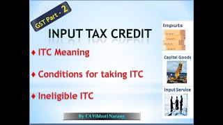 GST Input Tax Credit I Eligibility amp Conditions for taking ITC I Blocked ITC [upl. by Nylahsoj840]