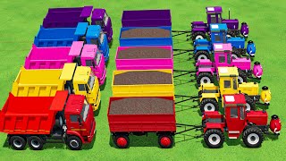 TRANSPORTING HUGEE LEGO TRACTORS amp CORN HARVEST w BIG LEGO TRACTORS amp LEGO TESLA TRUCK FS2 [upl. by Ahsinan]