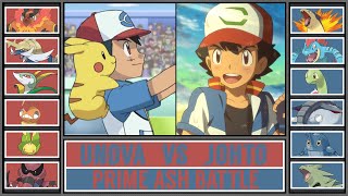 Pokémon Anime Battle PRIME UNOVA ASH vs PRIME JOHTO ASH [upl. by Ymmak]