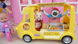 Baby Doll and Hot Dog food shop truck car toy play [upl. by Payson166]