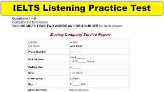 Moving Company Service Report IELTS Listening Test With Answers  Annual Wullaballoo Conference [upl. by Gluck]